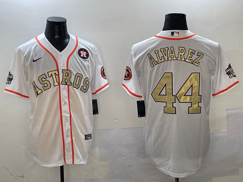 Men Houston Astros #44 Alvarez White Gold Game 2025 Nike MLB Jersey style 5->houston astros->MLB Jersey